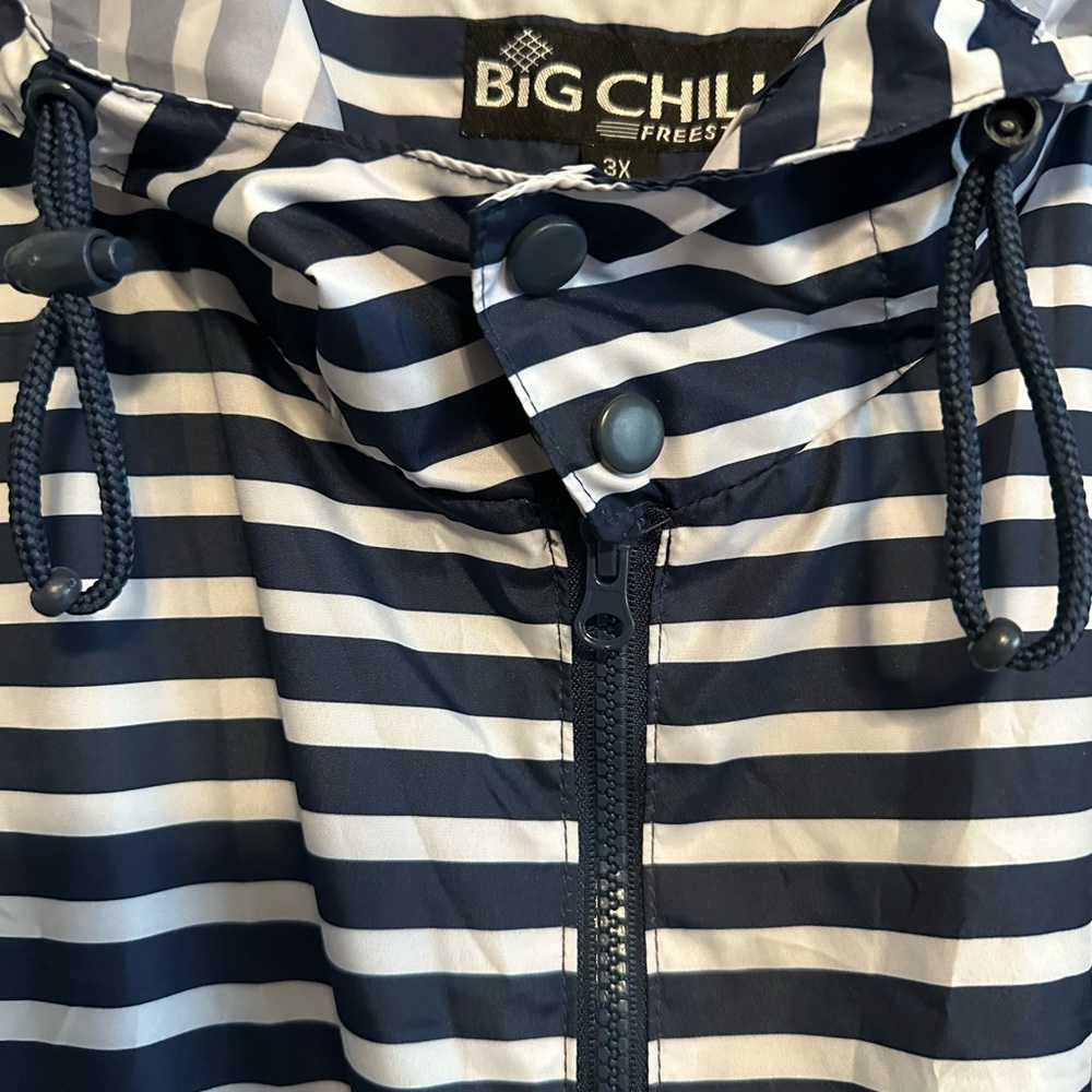 Big Chill Woman’s Navy and White Striped Raincoat - Picture 4 of 16